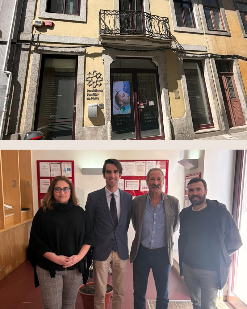 Visita institucional da Junta de Freguesia do Bonfim à Previdência Familiar do Porto, com representantes das duas entidades reunidos para conhecer o trabalho, os projetos e o papel social da associação mutualista.