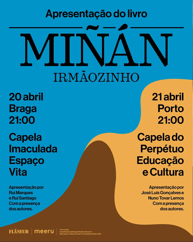 Cartaz de apresentação do livro “Irmãozinho”, com referência ao Papa Francisco e indicação do evento na Igreja de Nossa Senhora do Perpétuo Socorro, no Porto.