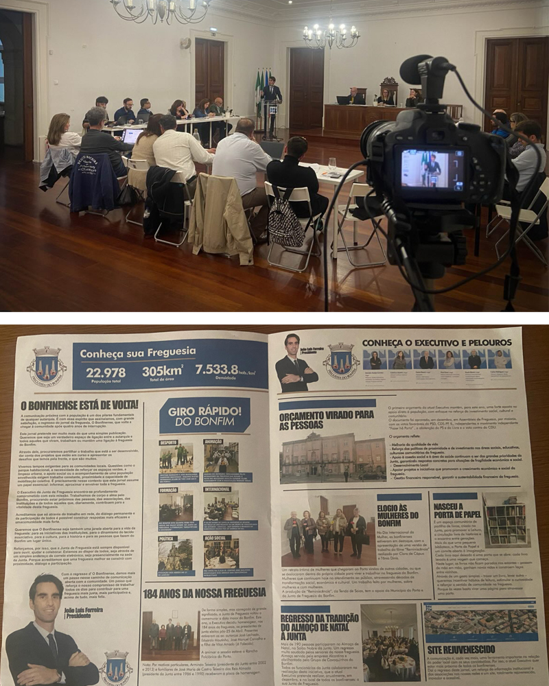 Executivo da Junta de Freguesia do Bonfim aposta numa comunicação direta com os cidadãos, através de redes sociais, jornal local e transmissão online das assembleias.