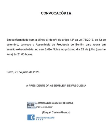 Assembleia de Freguesia extraordinária