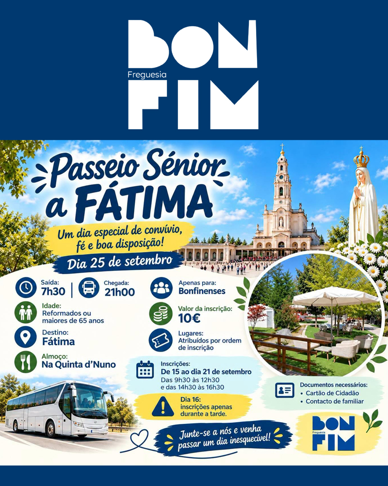 Seniores do Bonfim participam num passeio organizado pela Junta de Freguesia, numa iniciativa de convívio e coesão social.