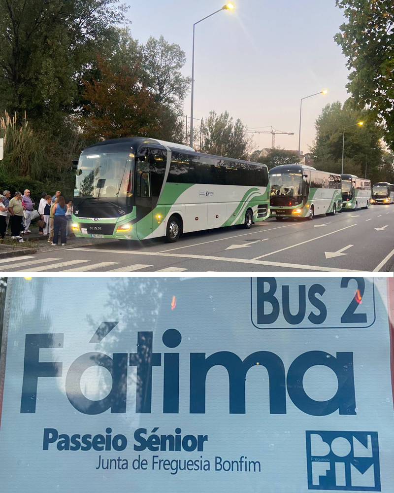 Mais de 250 seniores do Bonfim durante o primeiro Passeio Sénior da Junta de Freguesia, com destino a Fátima